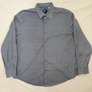 Robert Graham Classic Fit Shirt Mens XXL Gray Geometric Flip Cuff Long Sleeve